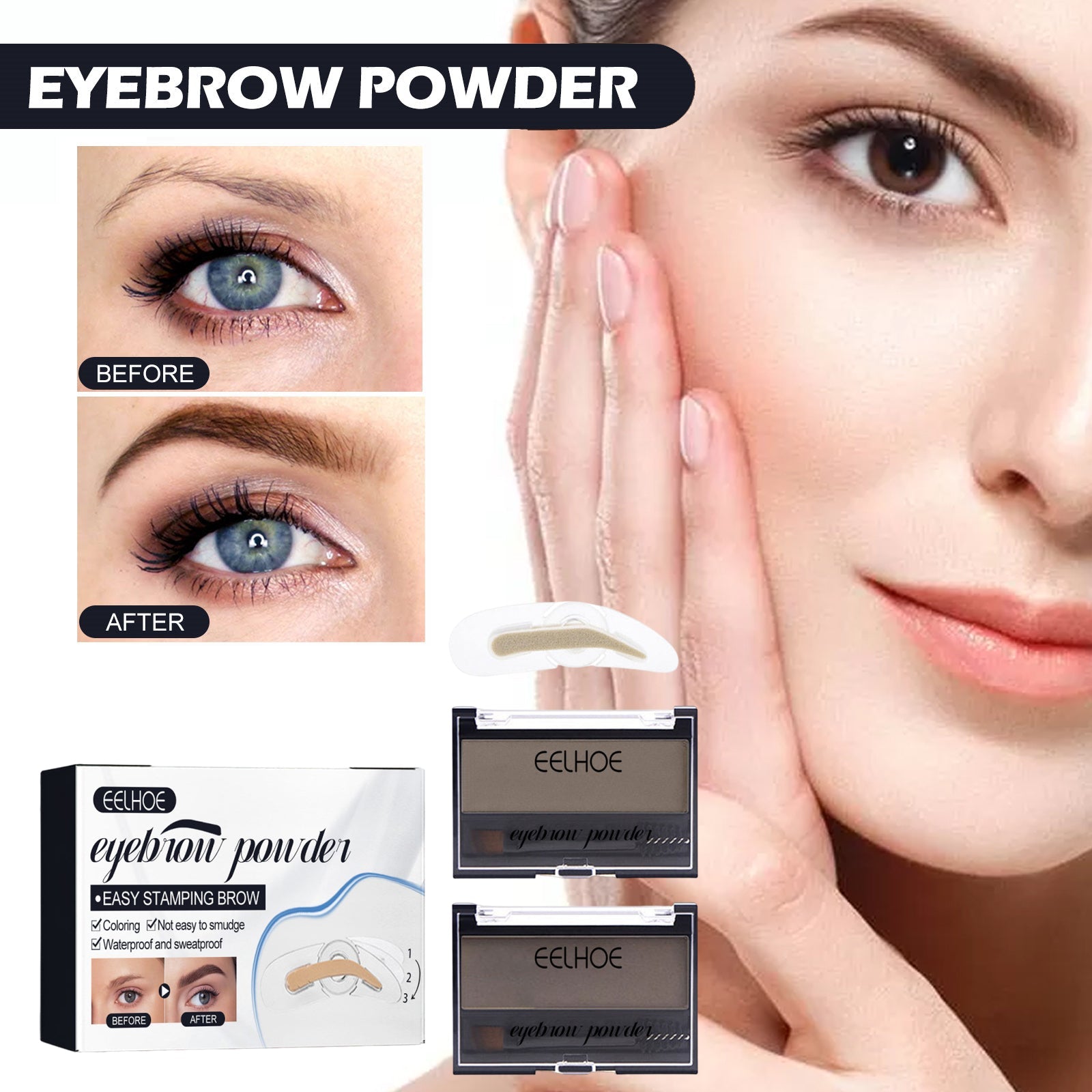 Eyebrow Powder Set Makeup Natural Lasting Waterproof Not Easy To Decolorize Dizzy Lazy Seal Eyebrow Powder Set